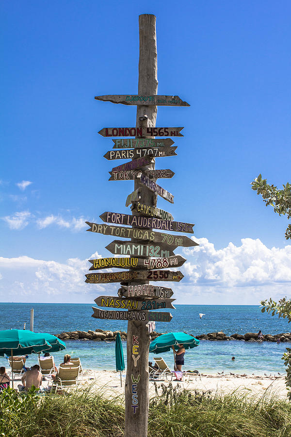 Key West Sign and Beach Photograph by John McGraw