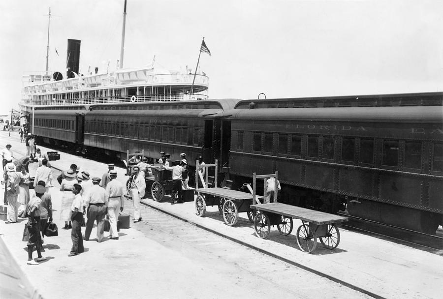 Key West Train & Ship Photograph by Granger