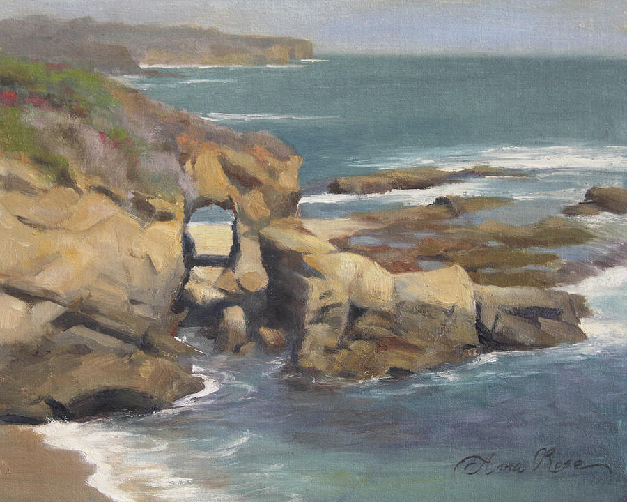 Landscape Painting - Keyhole Rock at the Montage Laguna Beach by Anna Rose Bain