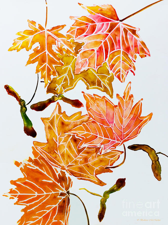 Keys and Autumn Leaves Painting by Barbara McMahon