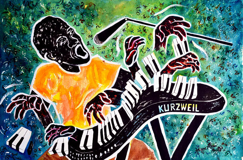 Keys and Jazz Live Painting by Karen Ann