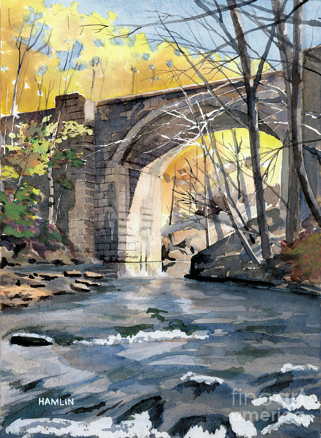 Keystone Arch in Autumn Painting by Steve Hamlin