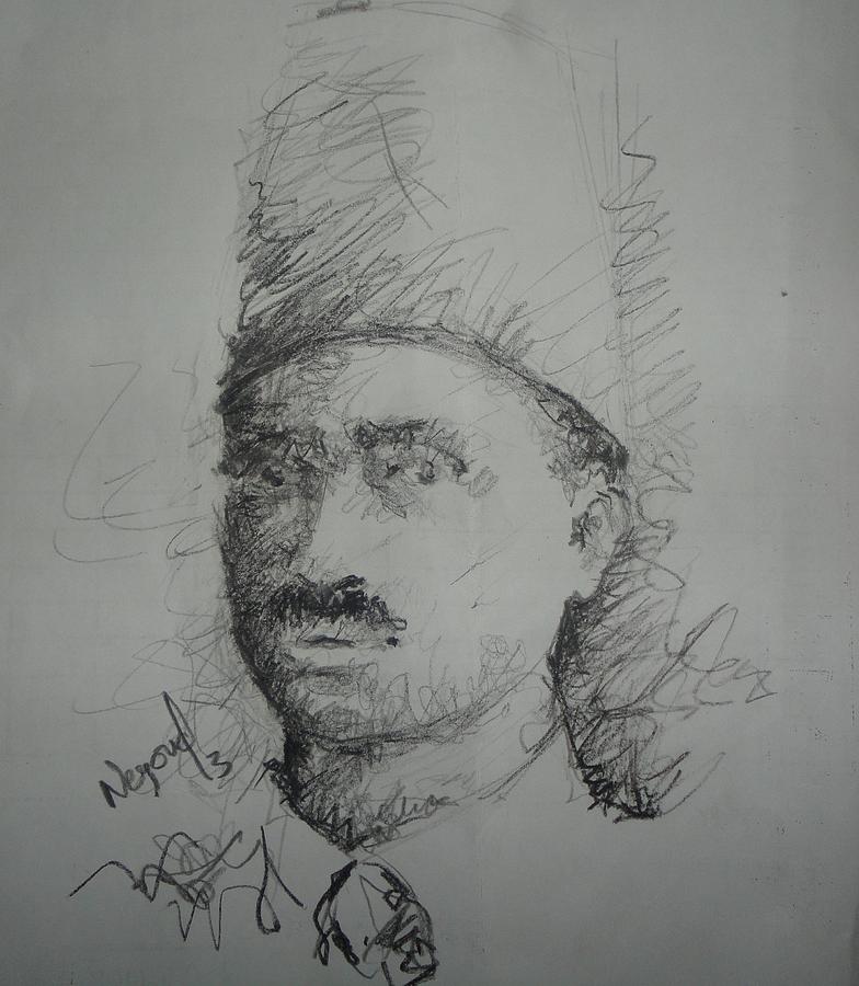 Portrait Drawing - Khalil Farah by Negoud Dahab