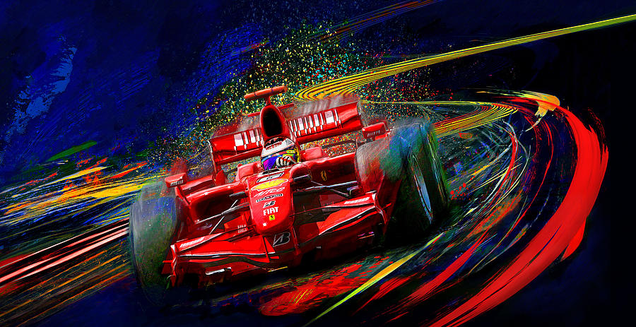 Ferrari Painting - Kickin It With Kimi by Alan Greene