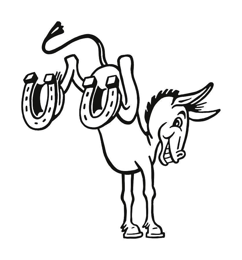 Kicking Donkey with Horseshoes Drawing by CSA-Archive