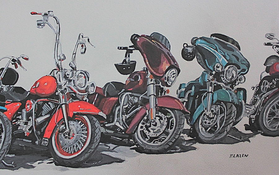 Motorcycle Painting - Kickstand by Patricio Lazen