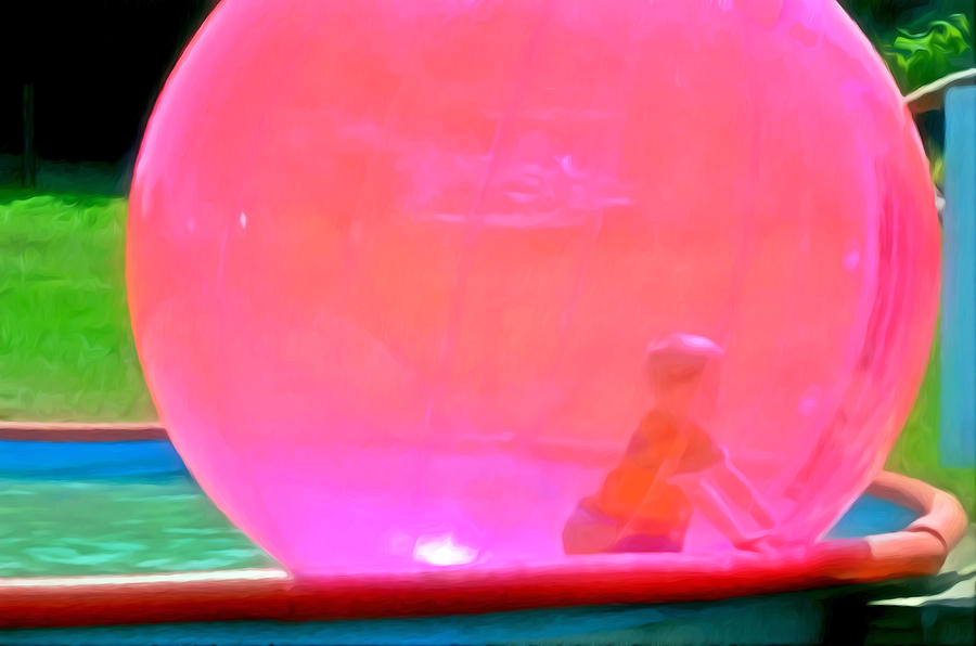 Kid In Bubble Ball 1 Painting by Jeelan Clark