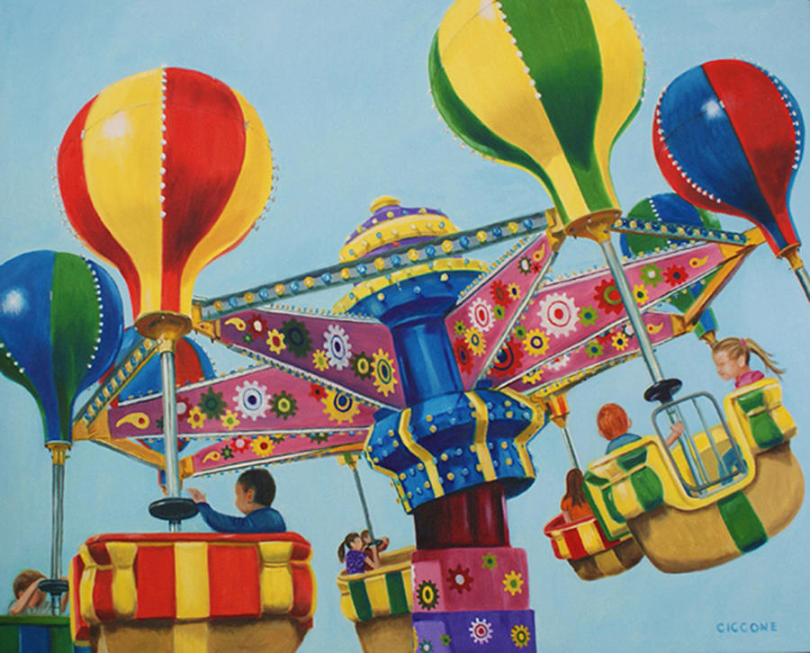 Amusement Ride Painting - Kiddie Ride by Jill Ciccone Pike