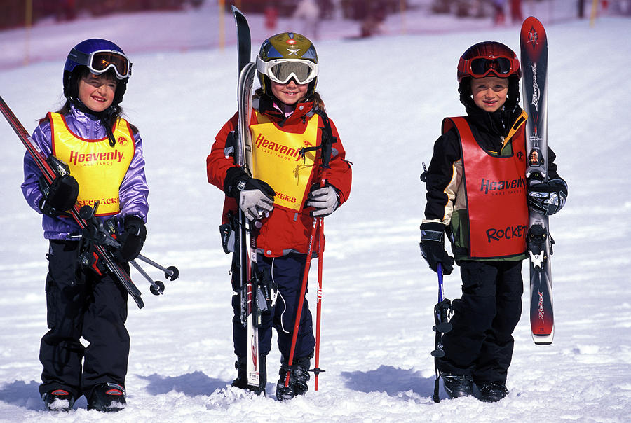 Kids In Ski School Holding Their Skis Photograph by Corey Rich - Fine ...