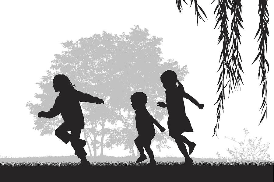 Kids Running Outdoors Drawing by A-Digit