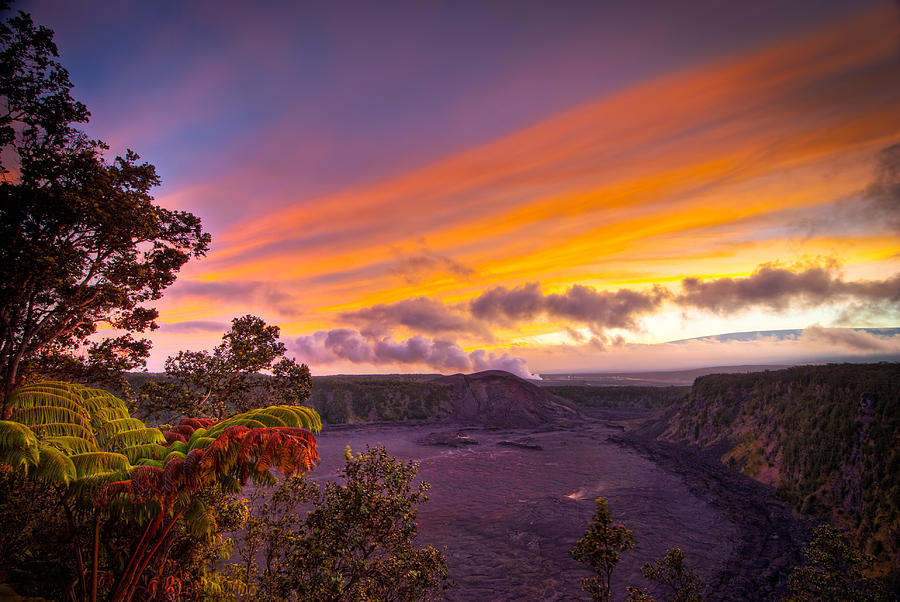 Sunset Photograph - Kilauea Caldera Big Island HI HDR by Preston Broadfoot