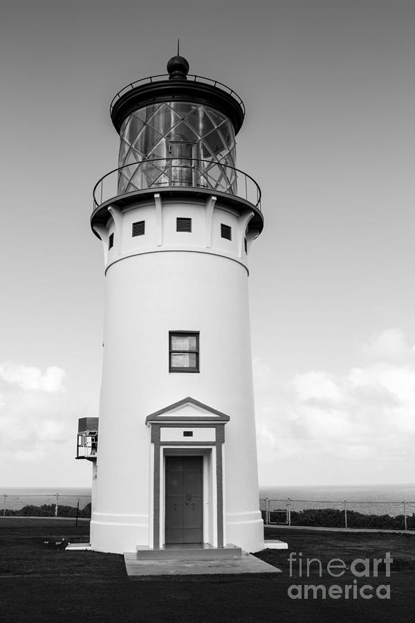 Kilauea Lighthouse BW Photograph by Suzanne Luft