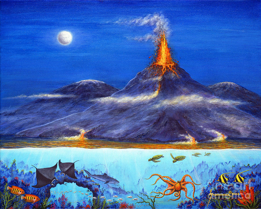 Octopus Painting - Kilauea Volcano Hawaii by Jerome Stumphauzer