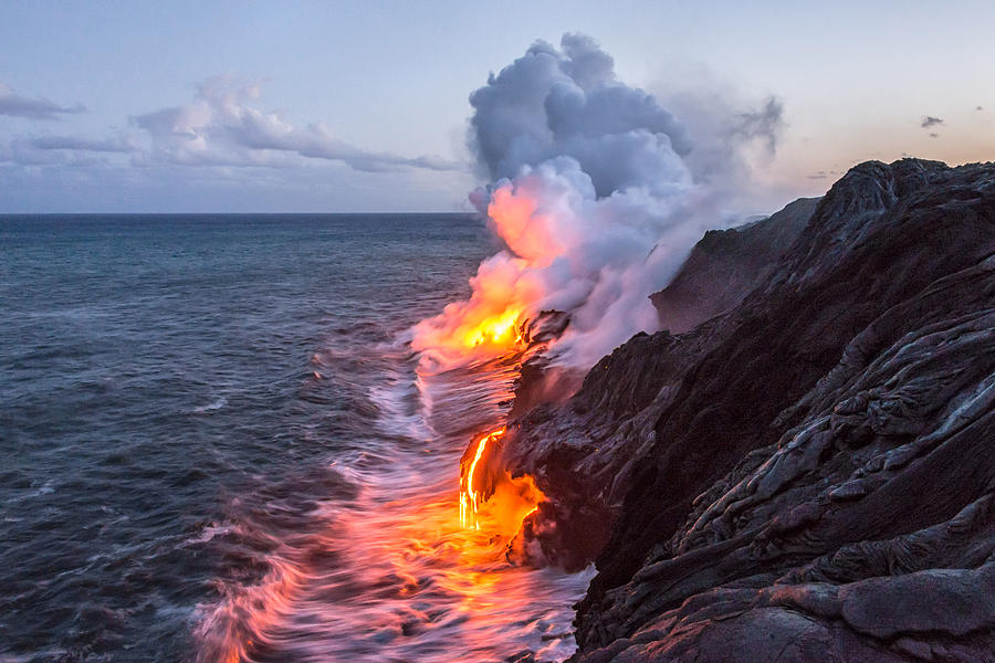 Kilauea Volcano Lava Flow Sea Entry 3- The Big Island Hawaii by Brian Harig