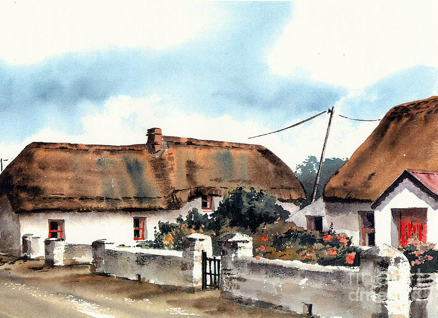 Kilmore Quay Thatch  Wexford Painting by Val Byrne