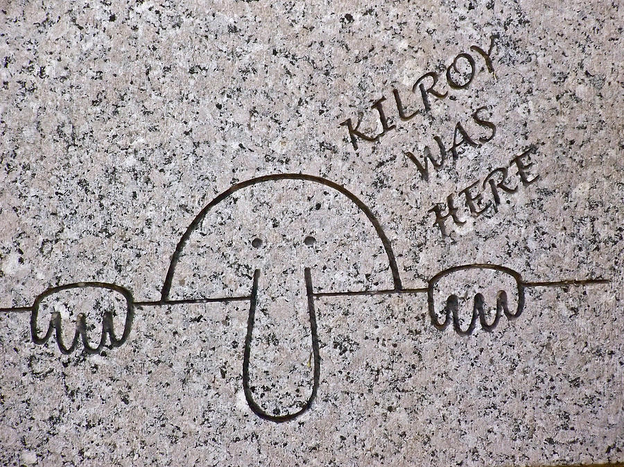 Kilroy Was Here On Ww II Memorial In Washington Dc Photograph