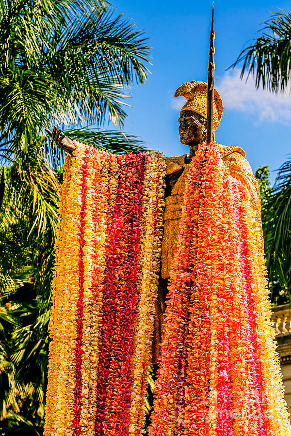 King Kamehameha Statue Leis Portrait Photograph by Aloha Art