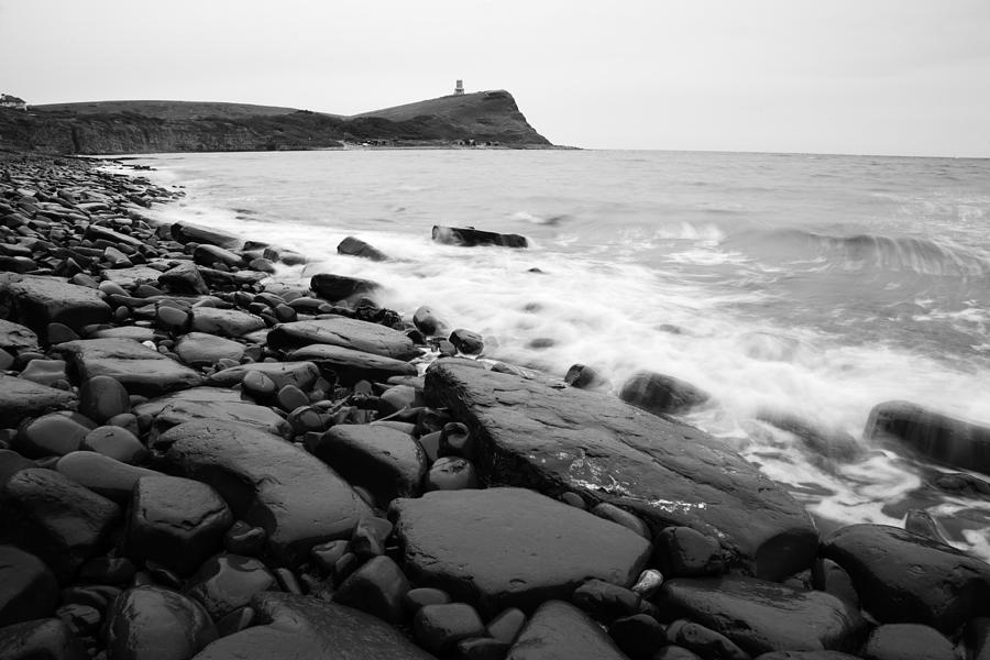 Kimmeridge bay in black and white Photograph by Ian Middleton