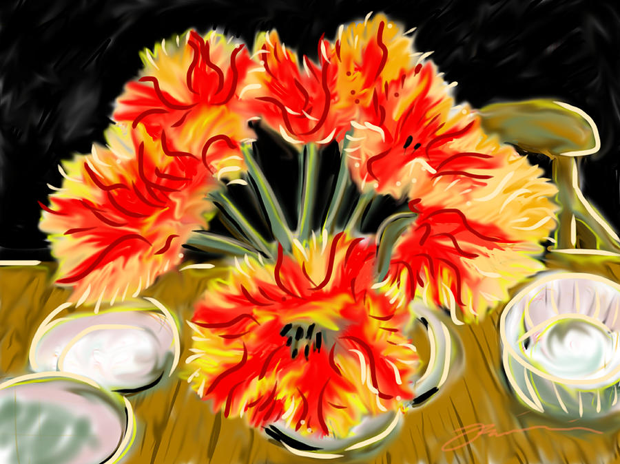 Kims Parrot Tulips Painting by Jean Pacheco Ravinski