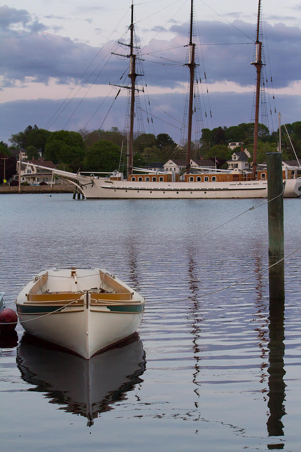 Kindred Spirits - Boat Reflections on the Mystic River Photograph by Kirkodd Photography Of New England