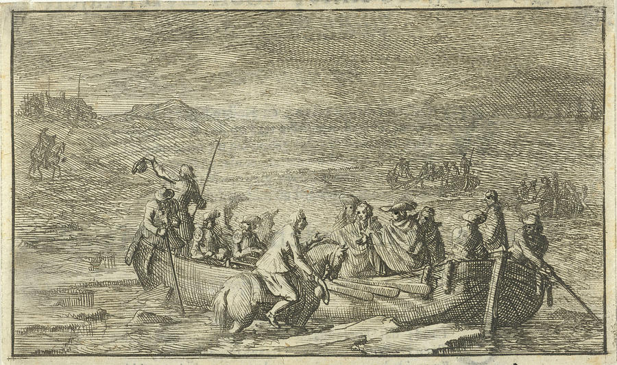 Rowing Boat Drawing - King And His Entourage In A Rowboat, Jan Luyken by Jan Luyken And Jan Claesz Ten Hoorn