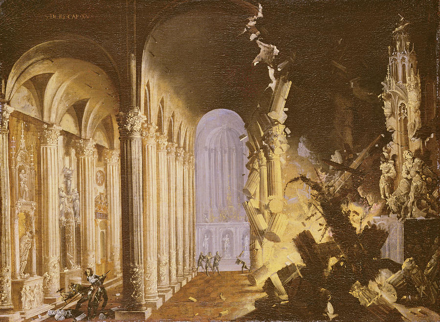 Destruction Painting - King Asa Of Judah Destroying The Statue by Francois de Nome