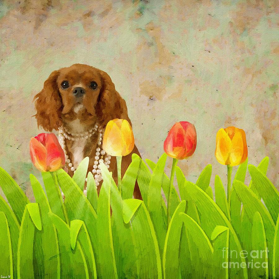 Flower Painting - King Charles Cavalier Spaniel by Liane Wright