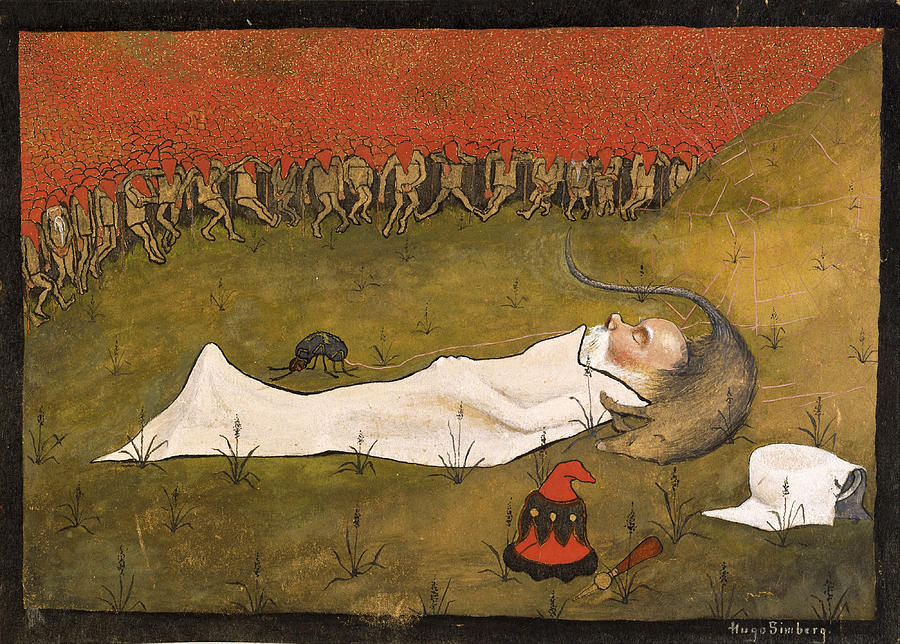King Hobgoblin Sleeping Painting by Hugo Simberg