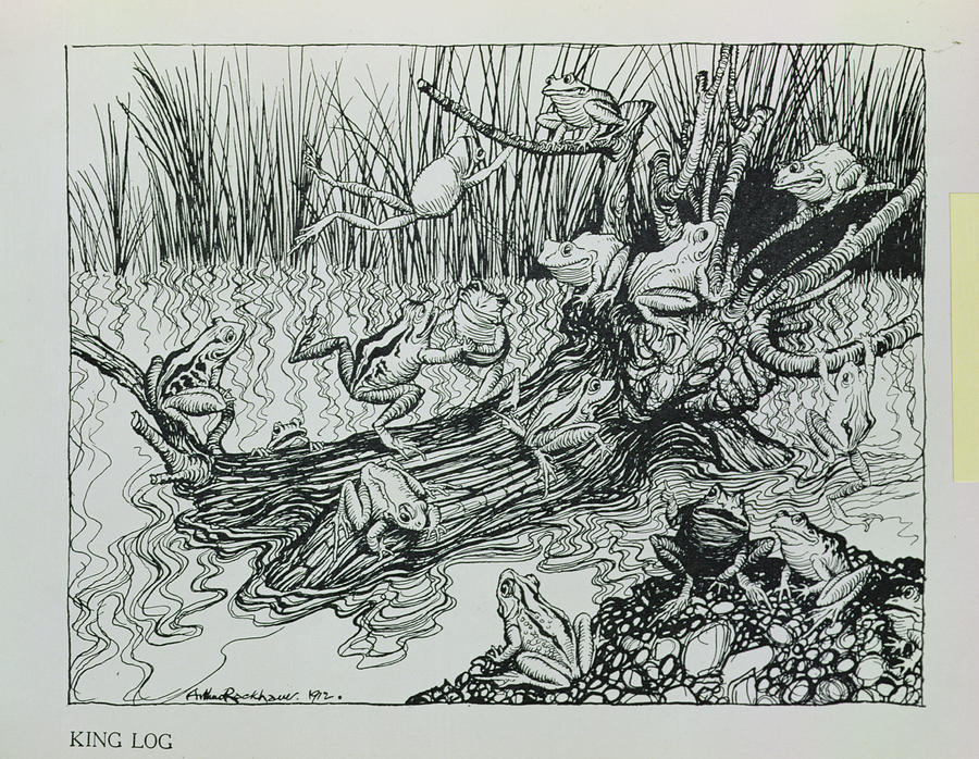 Frog Photograph - King Log, Illustration From Aesops Fables, Published By Heinemann, 1912 Engraving by Arthur Rackham