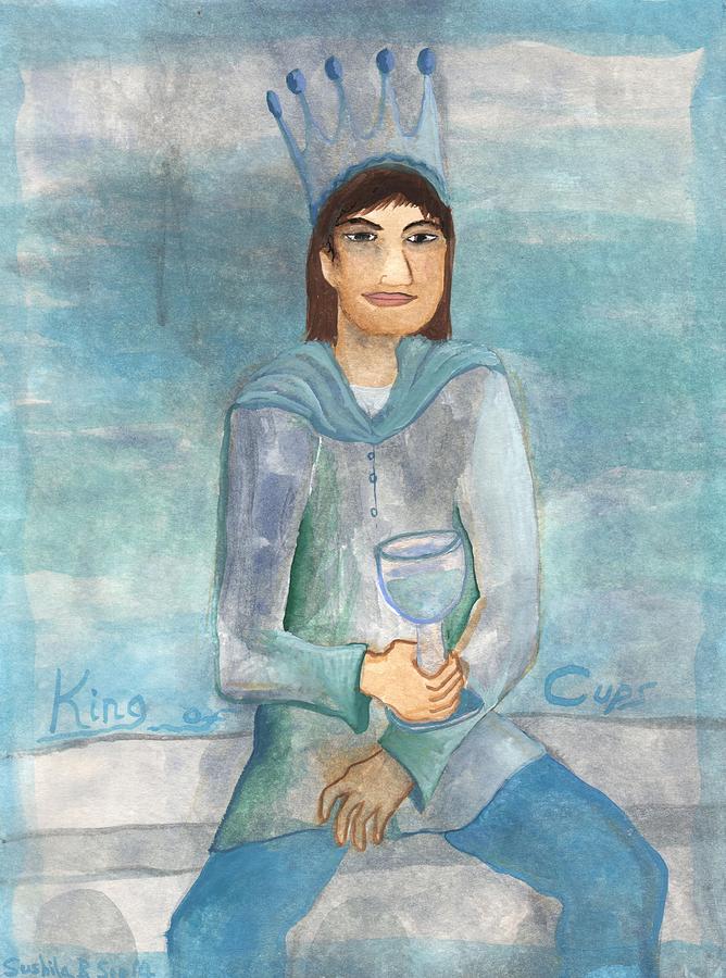 Tarot Painting - King of Cups by Sushila Burgess Tarot Painting - King of Cups by Sushila Burgess