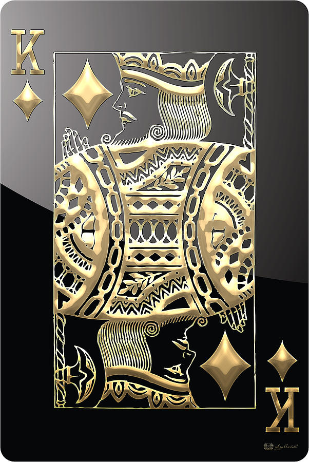 King Of Diamonds In Gold On Black by Serge Averbukh