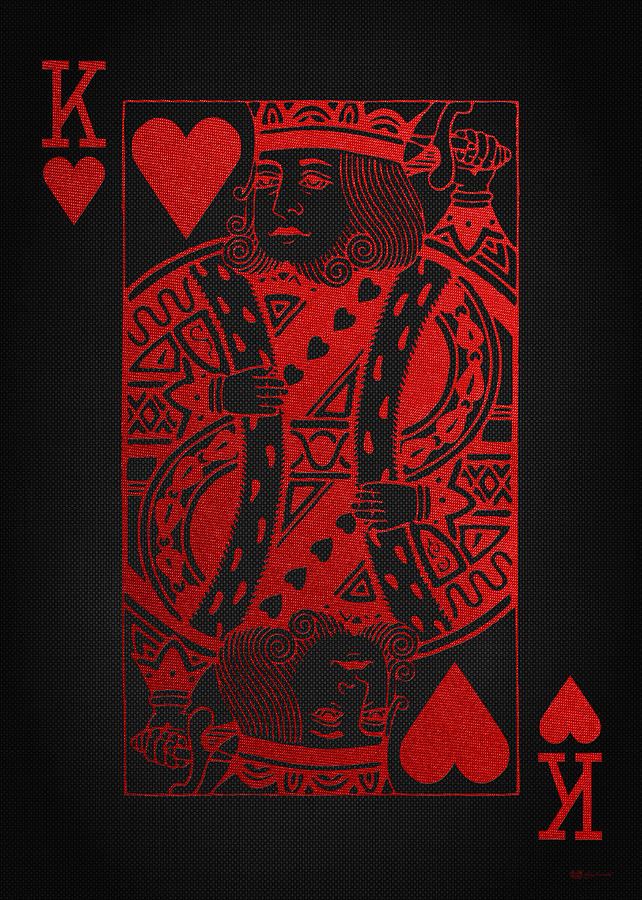 King of Hearts in Red on Black Canvas   Digital Art by Serge Averbukh