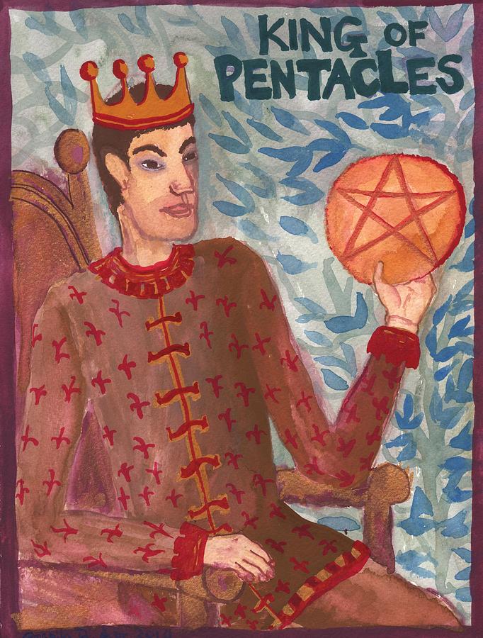 Tarot Painting - King of Pentacles by Sushila Burgess Tarot Painting - King of Pentacles by Sushila Burgess