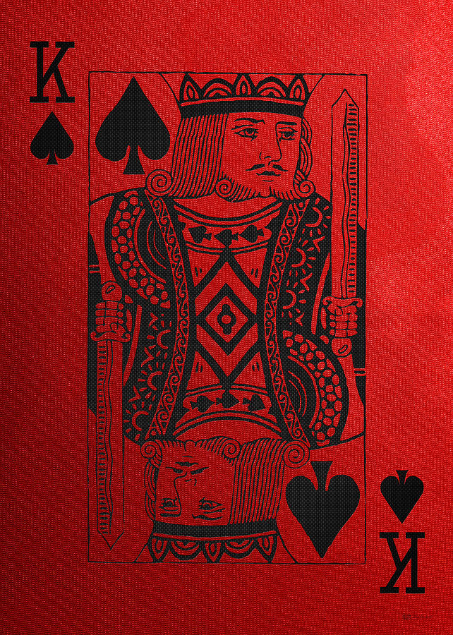 King of Spades in Black on Red Canvas   Digital Art by Serge Averbukh