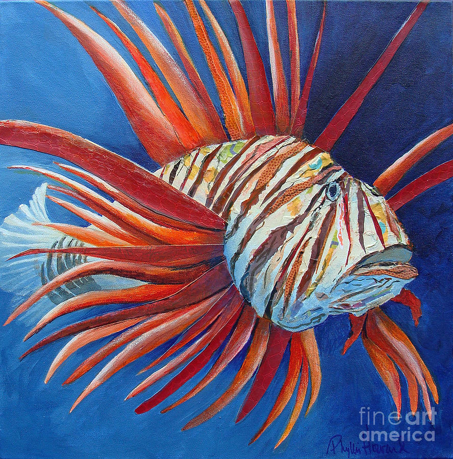 Fish Mixed Media - King of the Deep Jungle by Phyllis Howard