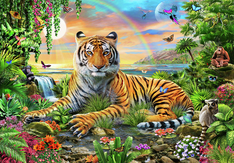 Jungle Drawing - King of the Jungle by MGL Meiklejohn Graphics Licensing