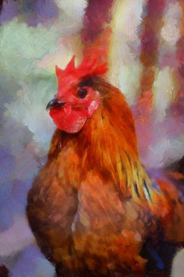 King Rooster Painting by Kai Saarto