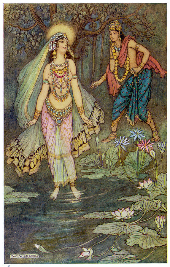 King Shantanu Meets Ganga, The Goddess Drawing By Mary Evans Picture ...