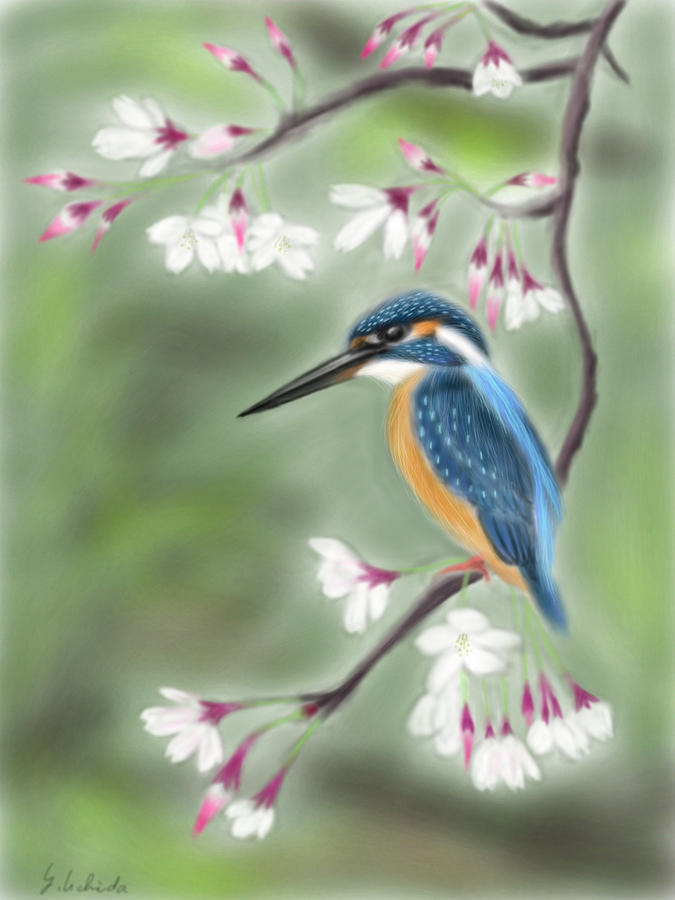 Kingfisher Painting - Kingfisher 19 by Yoshiyuki Uchida Kingfisher Painting - Kingfisher 19 by Yoshiyuki Uchida