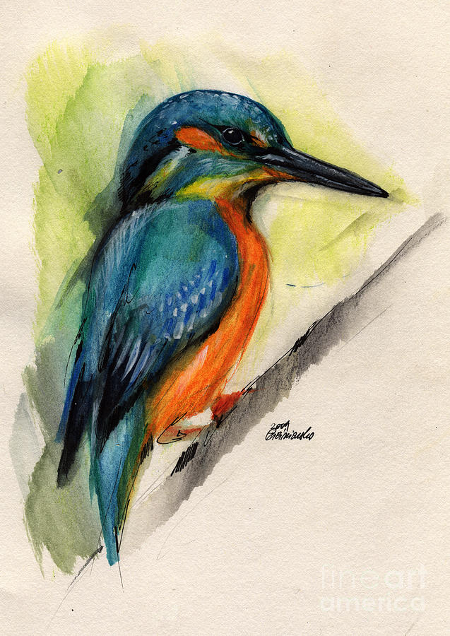 Kingfisher Painting by Ang El