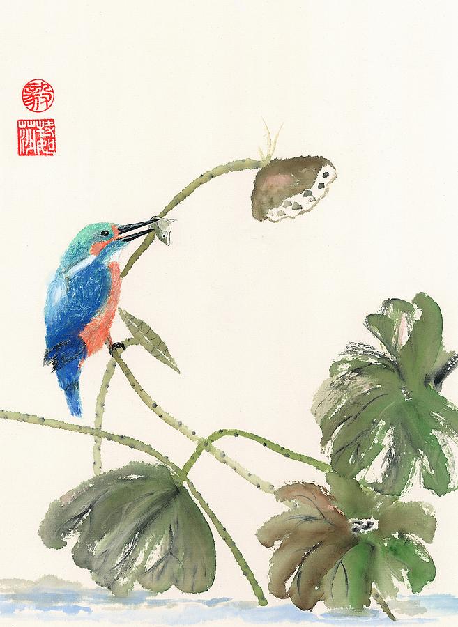 Kingfisher Painting - Kingfisher Catch by Terri Harris