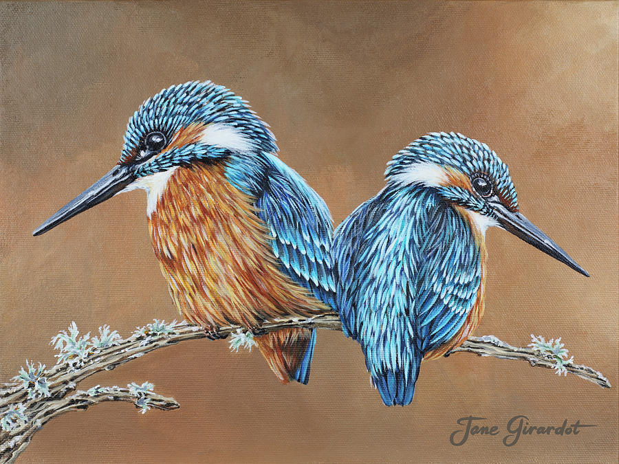 Kingfishers Painting by Jane Girardot
