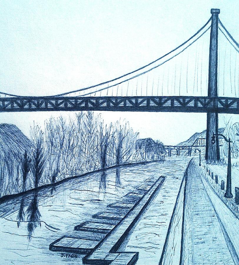 Kingston - Port Ewen Bridge 2 Drawing by Jason Page