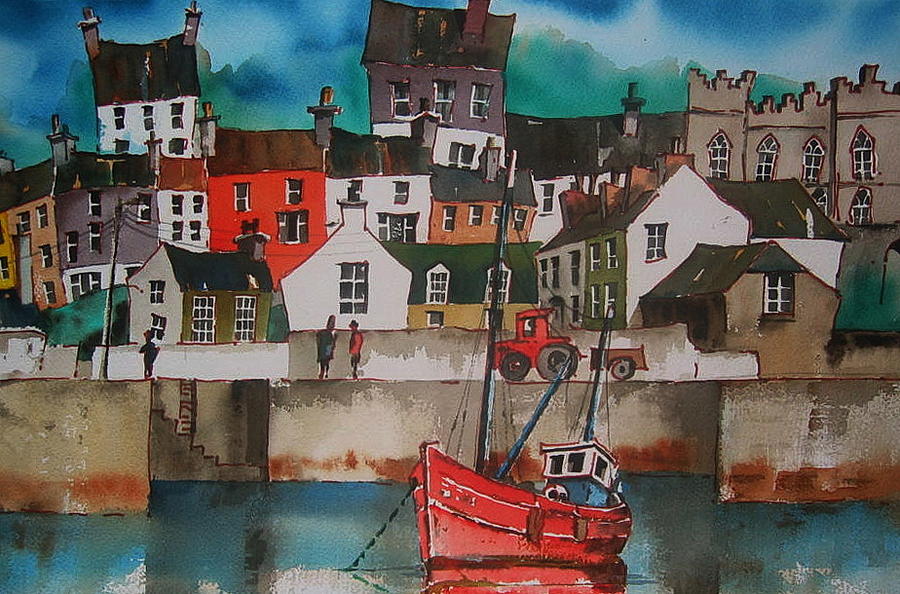 Kinsale Quayside Cork Painting by Val Byrne