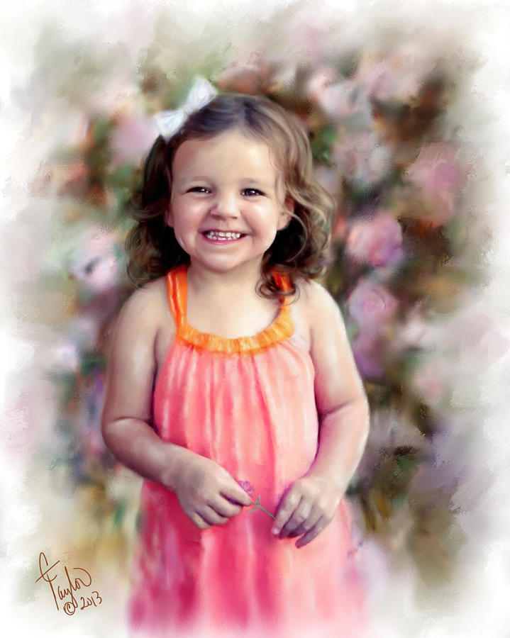 Kinsley in the Garden Painting by Colleen Taylor