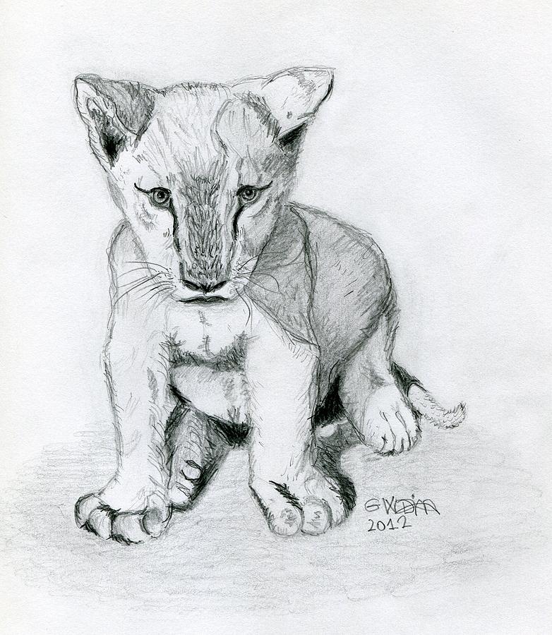 lioness and cubs drawing