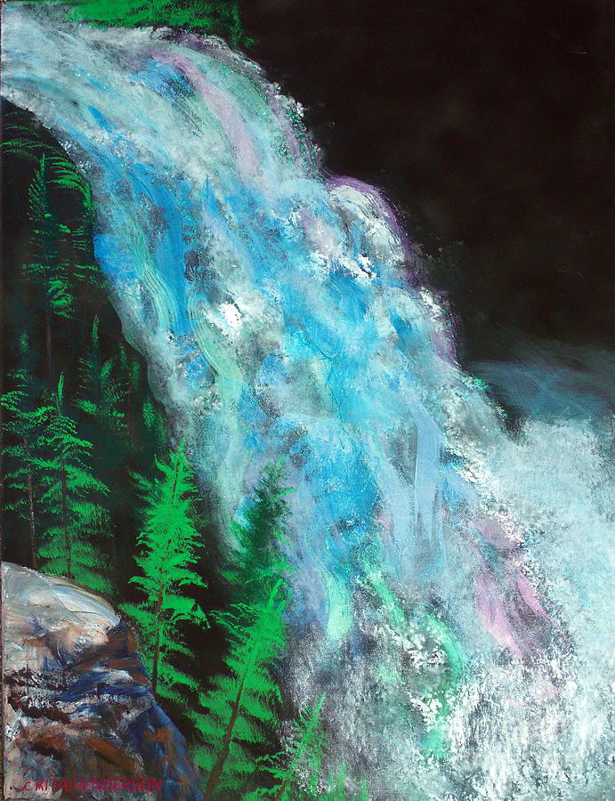 Kinuseo Falls Beautiful British Columbia Painting by Rita Henderson