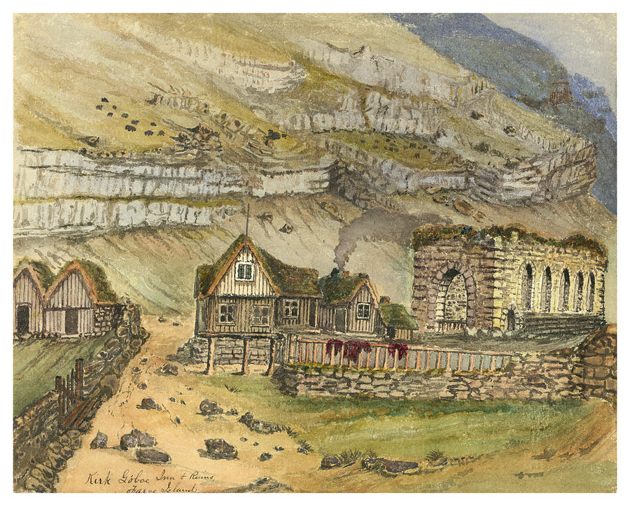 Kirk G Boe Inn And Ruins Faroe Island Circa 1862 Painting