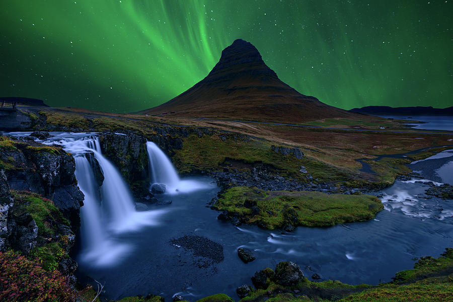 Iceland Photograph - Kirkjufell...   Under A Boreal Green Sky by Alvaro Roxo