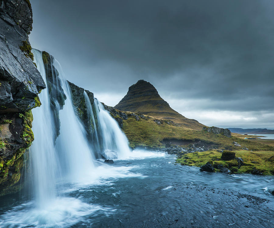 Kirkjufellsfoss Waterfall, Mt Photograph by Atli Mar Hafsteinsson